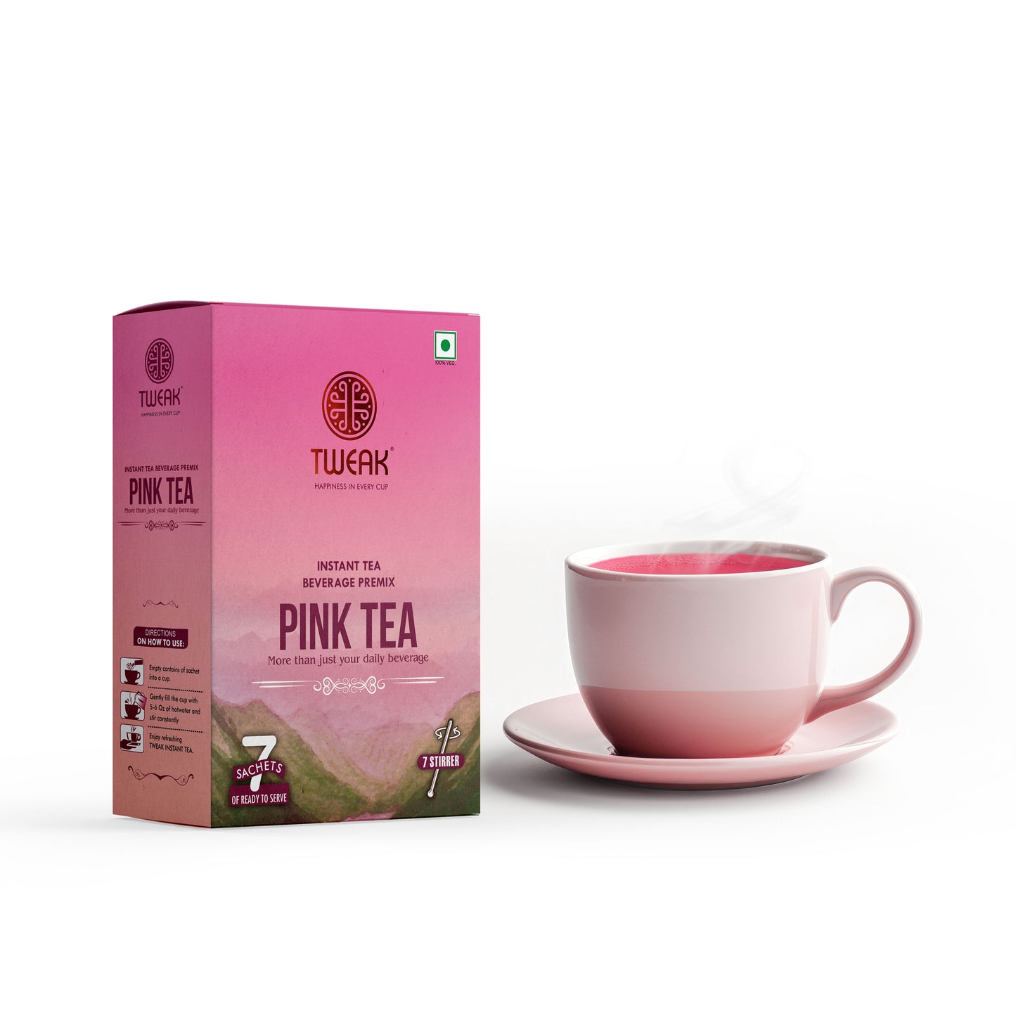 Kashmiri Pink Chai (Instant Pink Tea) – Tweak Pink Tea Sachet Pack (7 × 20 g)