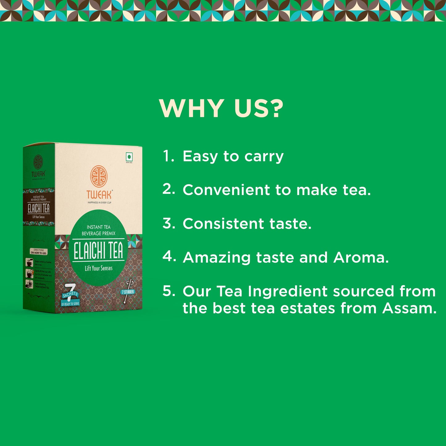 Elaichi Chai (Cardamom Tea) – Tweak Elaichi Tea Sachet Pack (7 × 20 g)