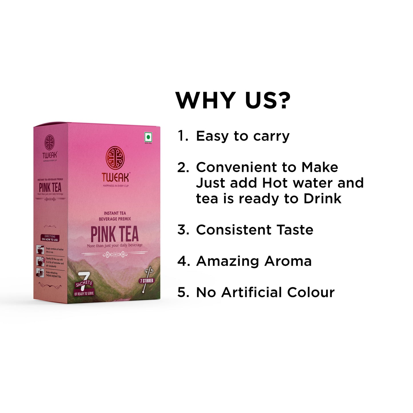 Kashmiri Pink Chai (Instant Pink Tea) – Tweak Pink Tea Sachet Pack (7 × 20 g)