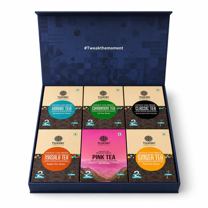 Tweak Instant Chai Sampler Pack – 6 Flavours (12 Sachets)