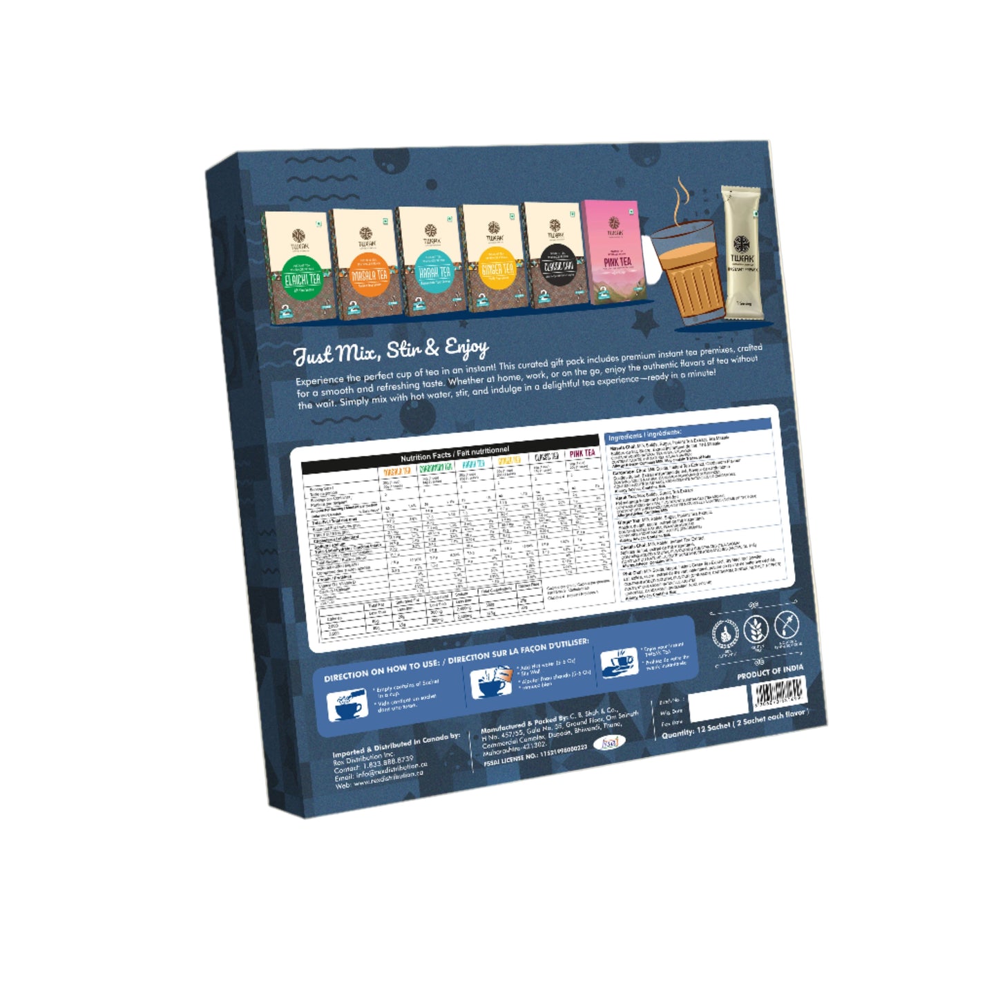 Tweak Instant Chai Sampler Pack – 6 Flavours (12 Sachets)