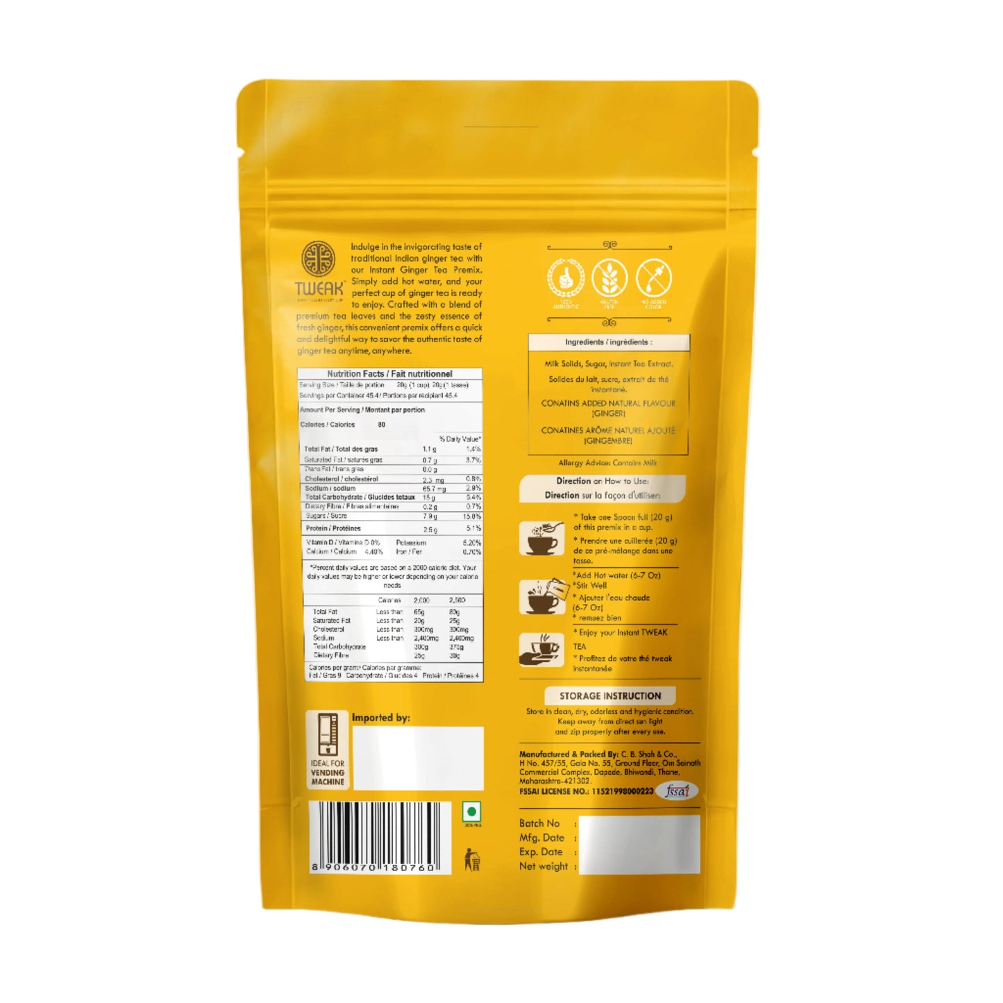 Ginger Chai Instant Premix (Low Sugar)