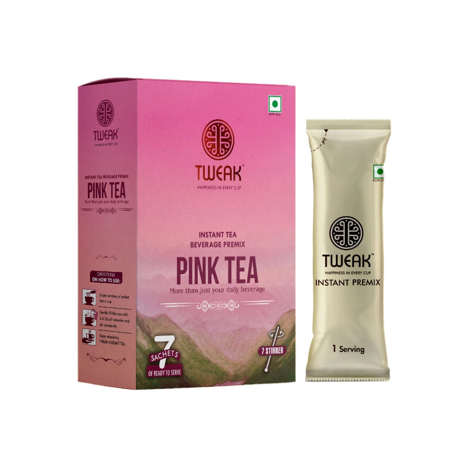 Kashmiri Pink Chai (Instant Pink Tea) – Tweak Pink Tea Sachet Pack (7 × 20 g)